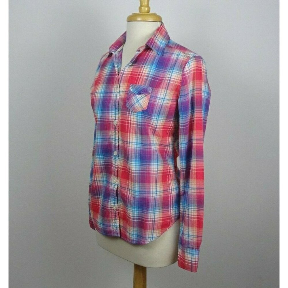 ๐ฐ3/$25 American Eagle Outfitters Button Down Shirt Top LS Plaid Western 4 - Picture 3 of 12